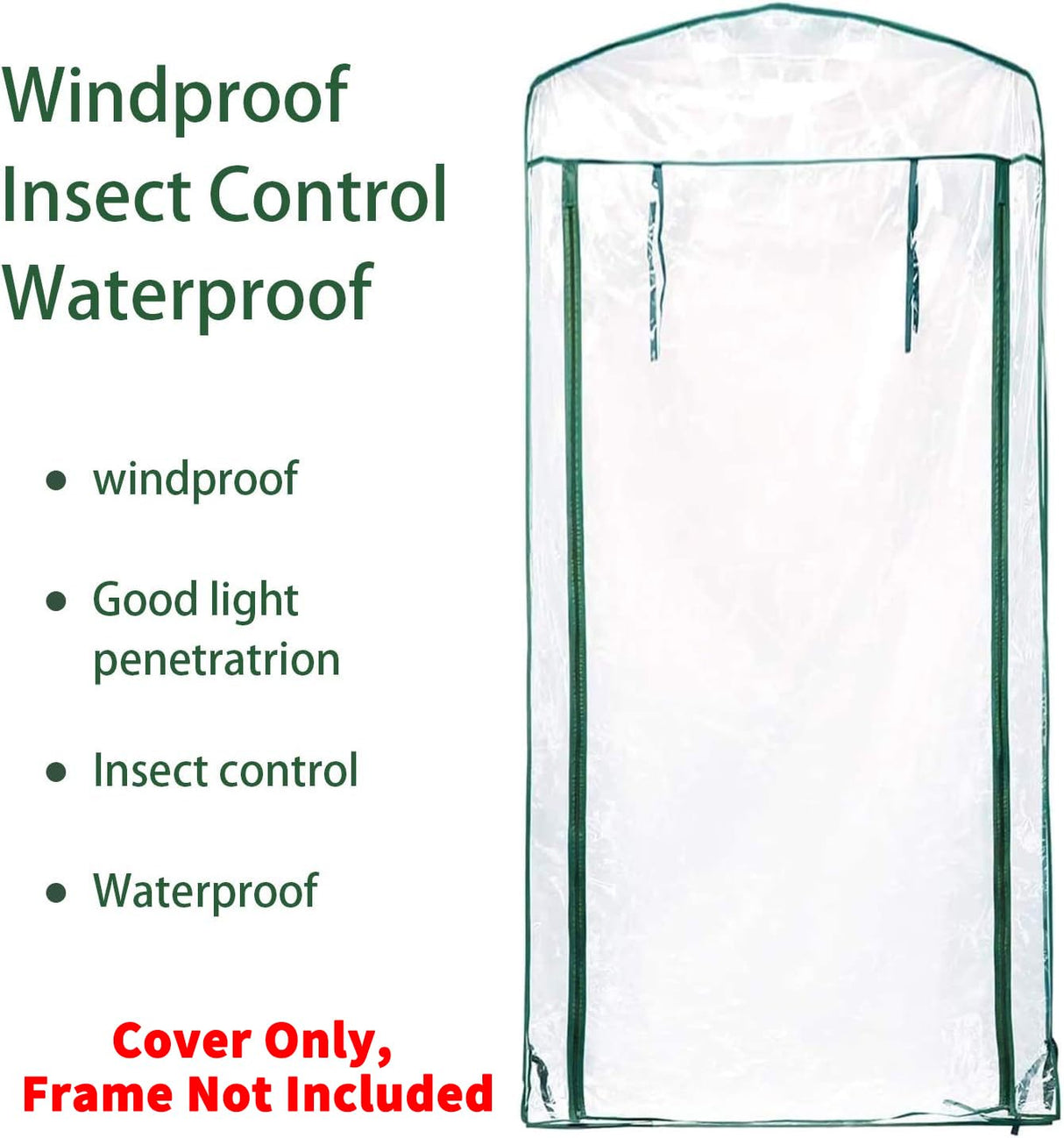 SHANGXING 4 Tier Roll-Up Zipper Door Greenhouse Replacement Cover- 63 x 27 x 19 Inch Clear PVC Plant Greenhouse Cover for Gardening Plants Cold Frost Protection Wind Rain Proof (Frame NOT Include)