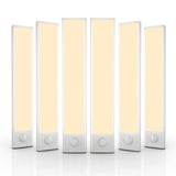 6 Pack Under Cabinet Lights Wireless, 32 LED Motion Sensor Light Indoor Rechargeable Magnetic Closet Lights Battery Operated, Under Counter Lights for Kitchen, Wardrobe, Stairs, Warm Light