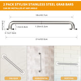 18 Inch Shower Grab Bar 2 Pack Brushed Nickel SUS304 Safety Bathroom Grab Bars with Concealed Screws, 500lbs Support Assist Bath Handle Balance Bar for Handicap Elderly Pregnant