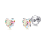 Limerencia Heart Birthstone Screw Backs Earrings