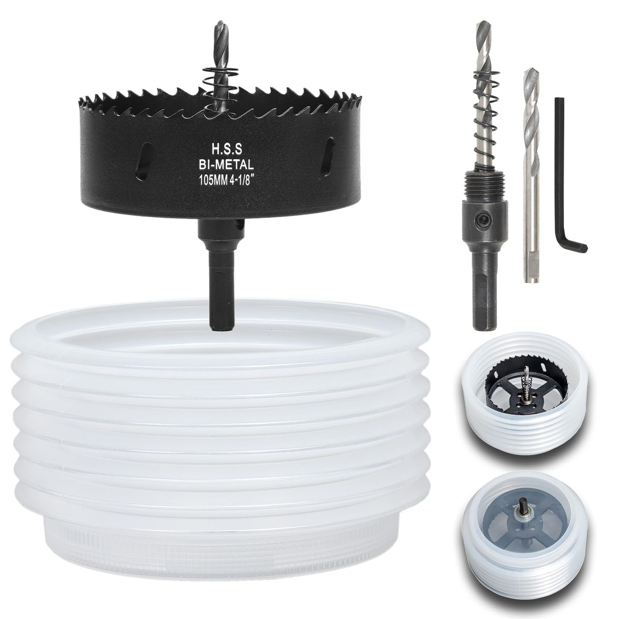 VIKITON 4-1/8 Hole Saw for Recessed Lights, 4.1 Inch Hole Cutter with Dust Bowl Catcher for Led Recessed Lighting 4 Inch and Wood Metal Drywall, Bi-Metal Construction, Black