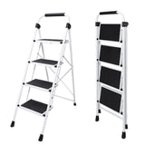 OLIXIS Step Ladder, 4 Sturdy Step Stool with Anti-Slip Pedal & Handrail