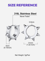 Richsteel Silver Hoop Earrings for Men, Stainless Steel Punk Spike Earrings