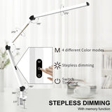 Micomlan LED Desk Lamp with Clamp, Dual Light Table Lamp with Adjustable Swing Arm, Eye-Care 4 CCT Modes & 5 Brightness Levels Clip-on Architect Modern Desk Light for Home Office Crafting Sewing