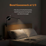 LEPOWER Clip on Light/Reading Lights/Book Light/Desk Lamp Color Changeable/Night Lights Clip on for Desk, Bed Headboard and Computers, Adapter Included (Black) Metal