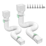 2 Pack Flexible Rain Gutter Downspout Extensions,Drain Downspout Extender,Gutter Extension Flexible,Down Spout Drain Extension Pipes,Extendable from 21 to 60 Inches (White)