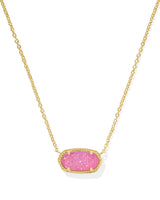 Kendra Scott Elisa Necklace in 14k Gold-Plated Brass, Hot Pink Drusy, Fashion Jewelry for Women