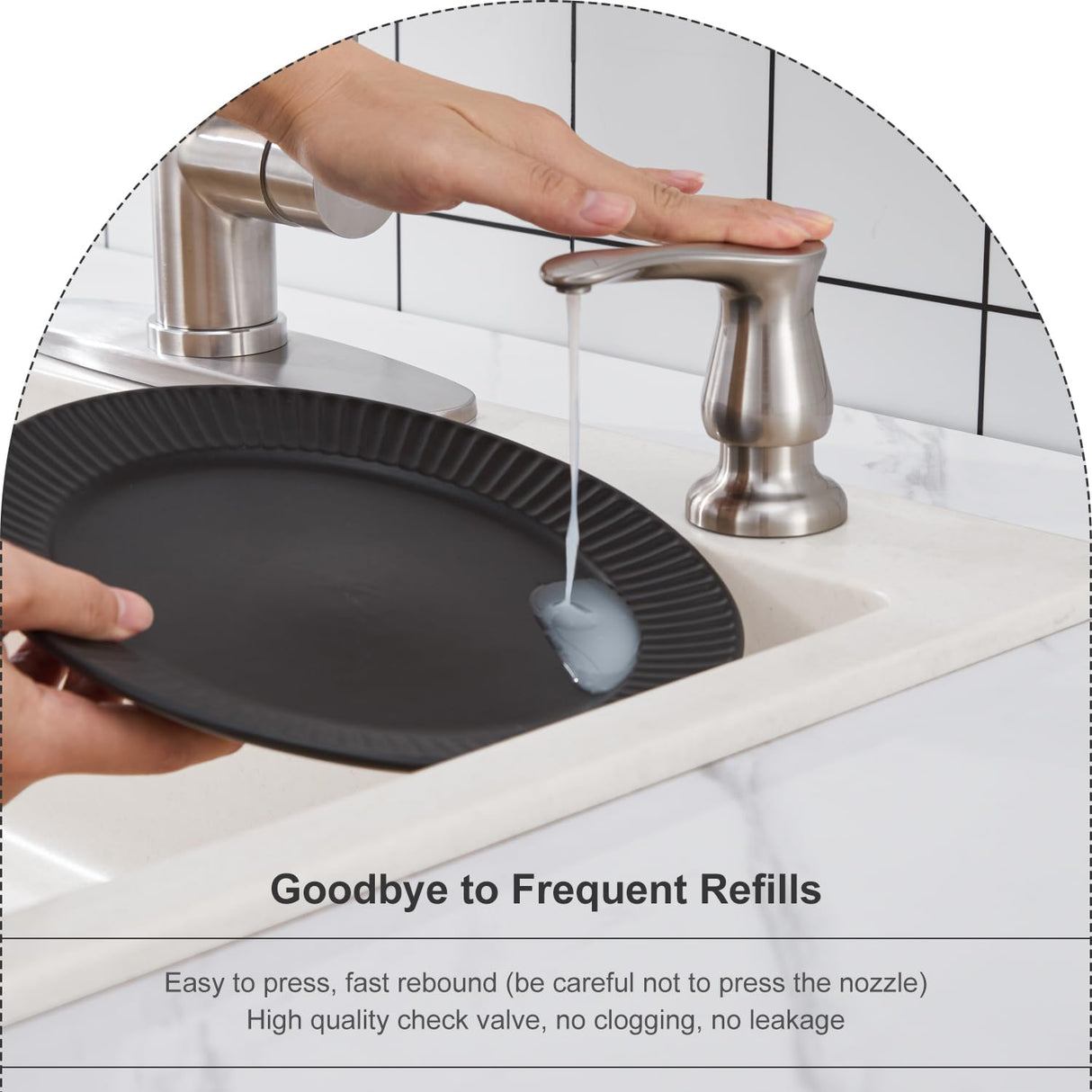 GAGALIFE Kitchen Sink Soap Dispenser Brushed Nickel, Under Sink Soap Dispenser with 40" Silicone Extension Tube, Say Goodbye to Frequent Refills