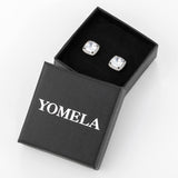 YOMELA White Square Cubic Zirconia Stud Earrings for Women