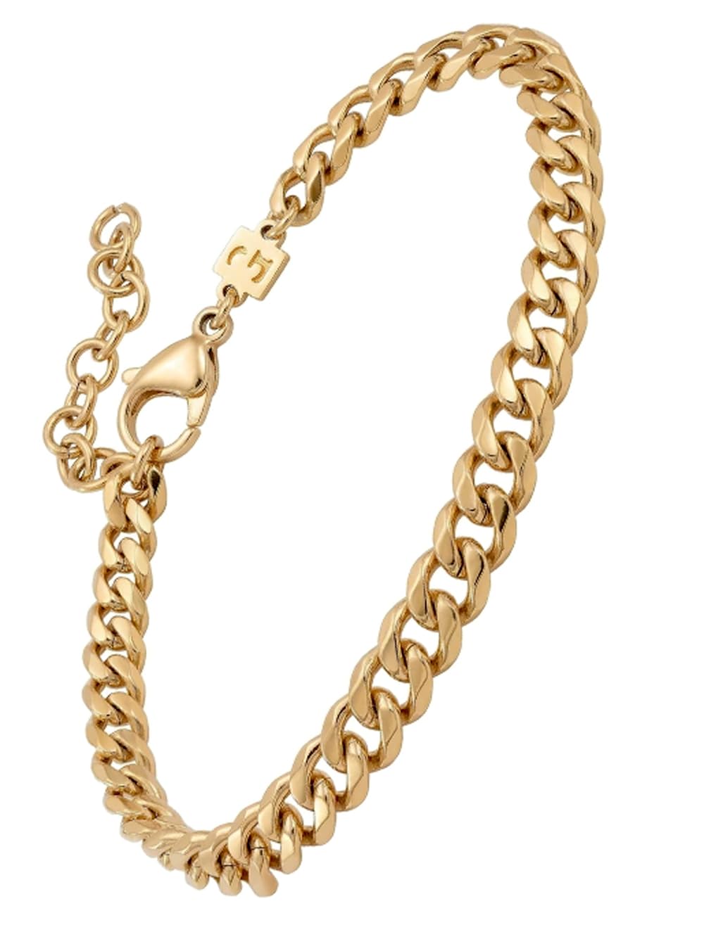 Galis Mens Bracelet - Cuban Link Chain For Men Gold Plated Over Premium Stainless Steel, Gold Bracelet For Men - 7" long - 5mm thick