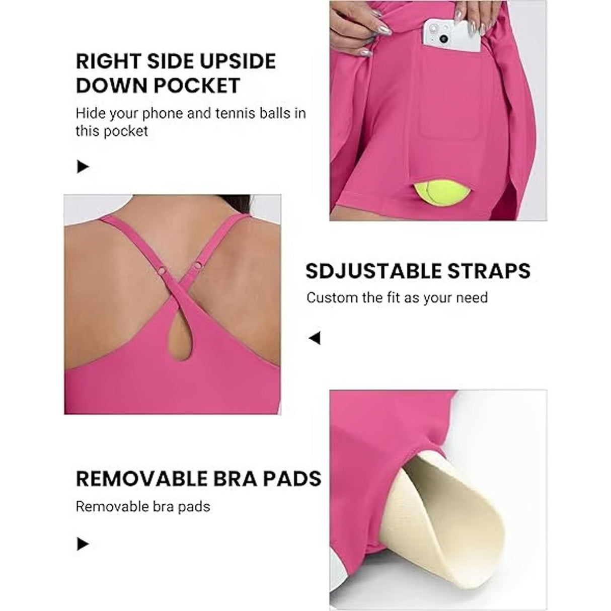 Stuffdatas The Ultimate Tummy Control Backless Active Dress -Made for Movement & Easy Bathroom Breaks, Workout Exercise Dress(Rose,M)