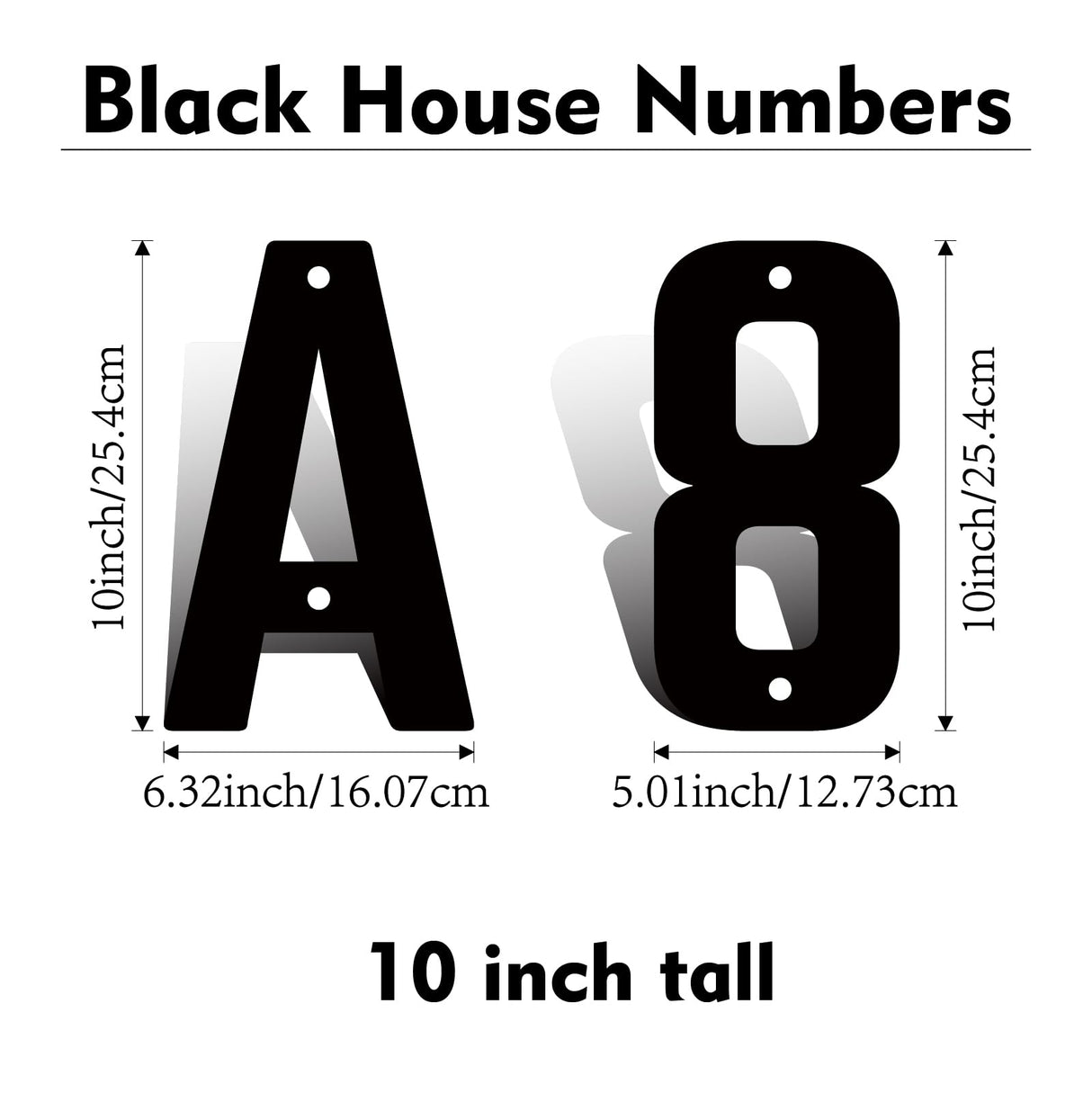 10 Inch 5 PCS Custom Metal House Numbers, Metal Address Numbers, Modern Black House Number for Outside, Outdoor Address Number for Apartment Home Street Office Mailbox