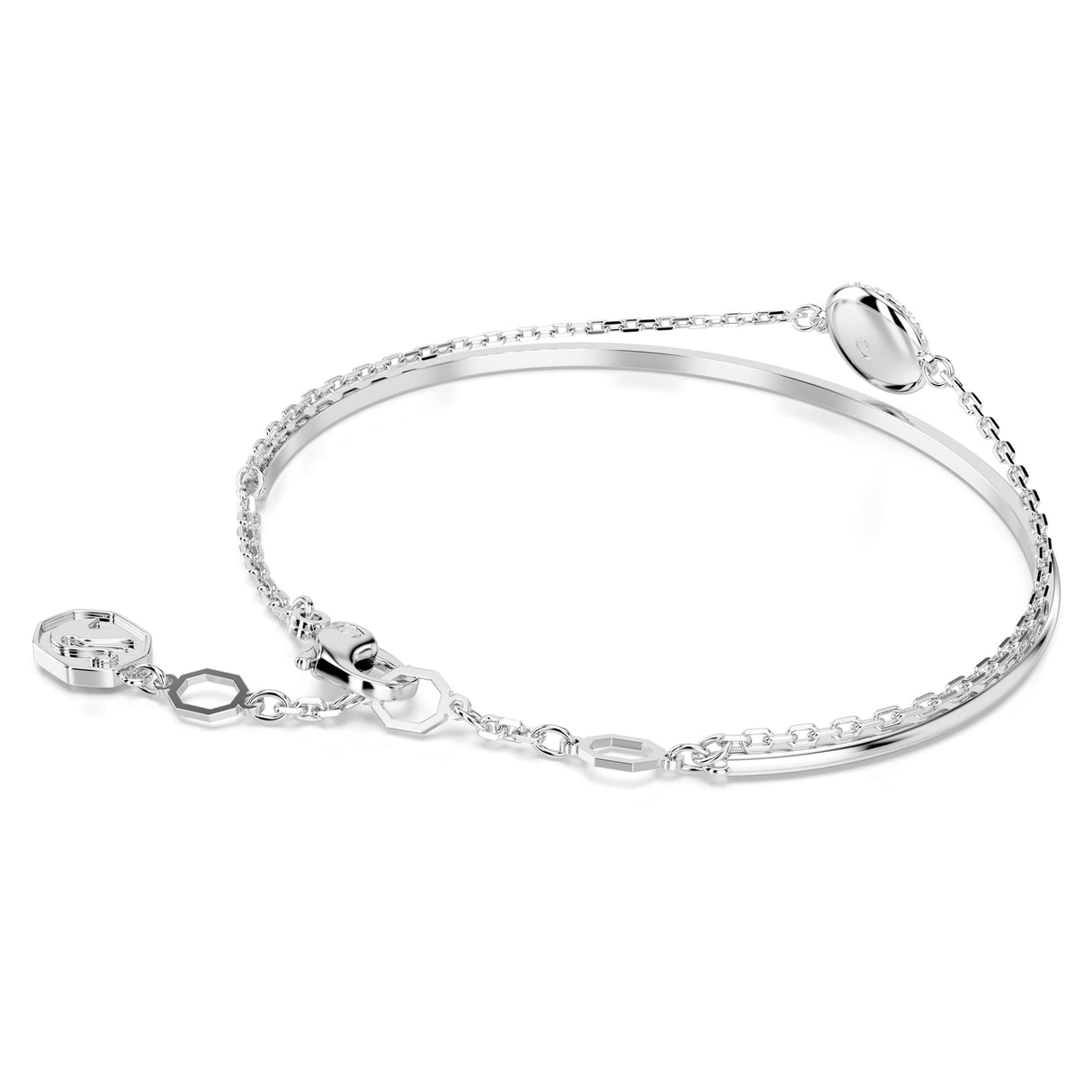 Swarovski Sublima Bangle Bracelet, Meteor Motif with Snow Pavé of Clear Round Crystals in a Rhodium-Finished Setting, Part of the Sublima Collection