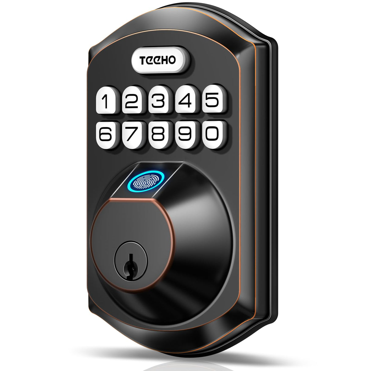 TEEHO TE002 Fingerprint Door Lock - Keyless Entry Electronic Keypad Deadbolt with 2 Backup Keys - Auto Lock - Easy Installation - Smart Locks for Front Door - Oil-Rubbed Bronze