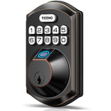 TEEHO TE002 Fingerprint Door Lock - Keyless Entry Electronic Keypad Deadbolt with 2 Backup Keys - Auto Lock - Easy Installation - Smart Locks for Front Door - Oil-Rubbed Bronze