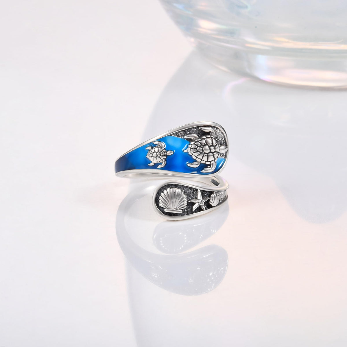 Spoon Rings for Women 925 Sterling Silver Turtle Ocean Sunflower Adjustable Thumb Ring Celtic Knot Vintage Finger Open Spoon Rings Jewelry