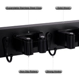 FunCee Broom Holder Wall Mount With 5 Slots & 4 Hooks，Rustic Wood Broom & Mop Hanger，Wall Mounted Garden & Garage Tool Storage Organizer Rack for Closet Laundry Room or Kitchen Wall Decor Black