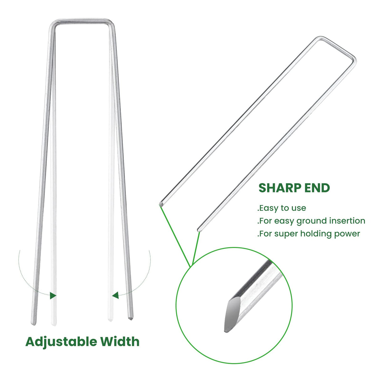 6 Inches Galvanized Garden Staples, Metal Tent StakeHeavy Duty U-Shaped Pins and Landscaping Staples for Sod Anchoring Landscape Fabric Irrigation Tubing (100, Silver)