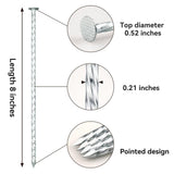 JPOIP 8" Heavy Duty Spiral Landscape Spikes - Solid Galvanized Metal Garden Stakes for Fixing Paver Edging, Weed Barriers, Artificial Turf, Tent and More (100 Pack)