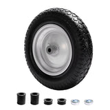 Sutmorly 4.80/4.00-8 Tire, 14.5" Flat Free Wheelbarrow Tire and Wheel, 5/8" 3/4" Bearings Solid Replacement Tires, 3" -7" Centered Hub, Universal Fit 3.50/3.00-8, 4.00-6 Trolley Dolly Go Kar, 2 Pack