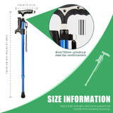 Hold 440 Lbs Walking Cane for Men & Women Aluminum Alloy Lightweight Height Adjustable Walking Stick Heavy Duty Foldbale Free Standing Cane with LED for Seniors Adults Black