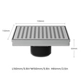 Square Floor Drain - Vancoco Bathroom Floor Drainer Anti-odor Anti-clogging Shower Floor Drain with Removable Straine(150 * 150mm)