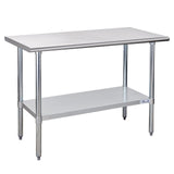 Profeeshaw Stainless Steel Prep Table 48x24 Inch NSF Commercial Work Table with Undershelf Heavy Duty Table for Kitchen Restaurant Home Hotel