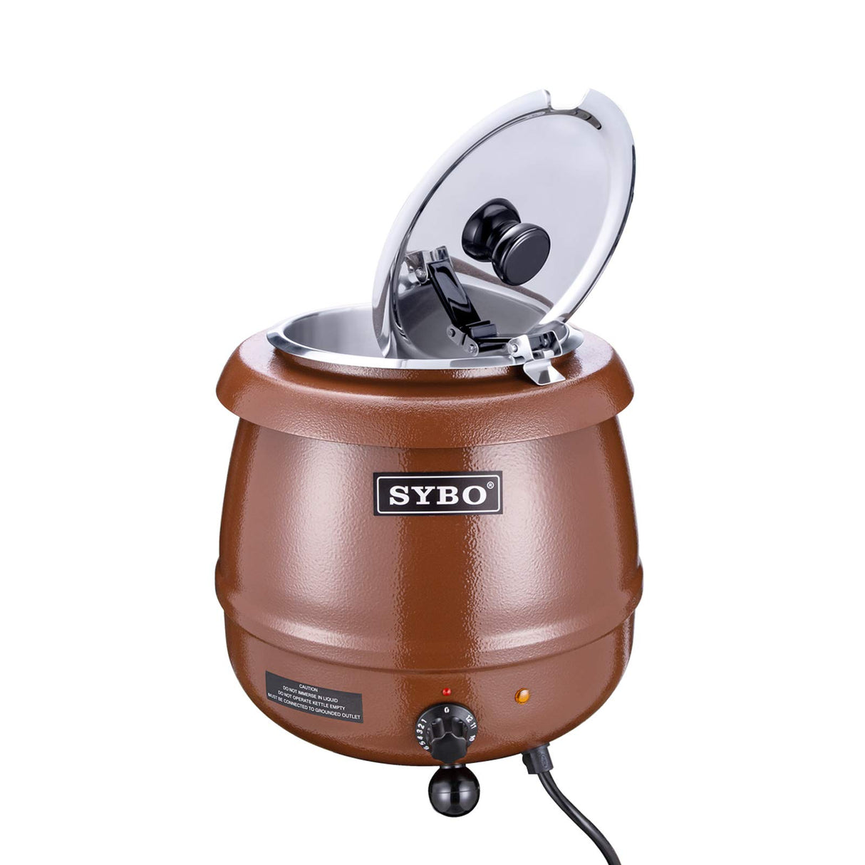 SYBO SB-6000-1G Commercial Grade Soup Warmer Kettle with Hinged Lid and Detachable Stainless Steel Insert Pot for Restaurant and Big Family, 10.5 Quarts, Ochre