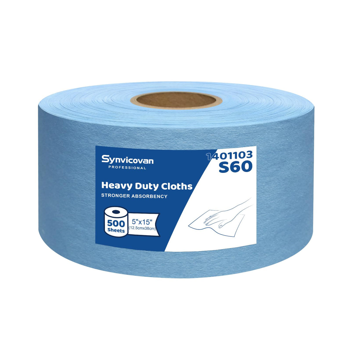 Synvicovan Cleanroom Wipes Heavy Duty Cloths, Lint-Free and Extra Absorbent Towels Jumbo Roll, Blue (15"x 5", 500 PCS)