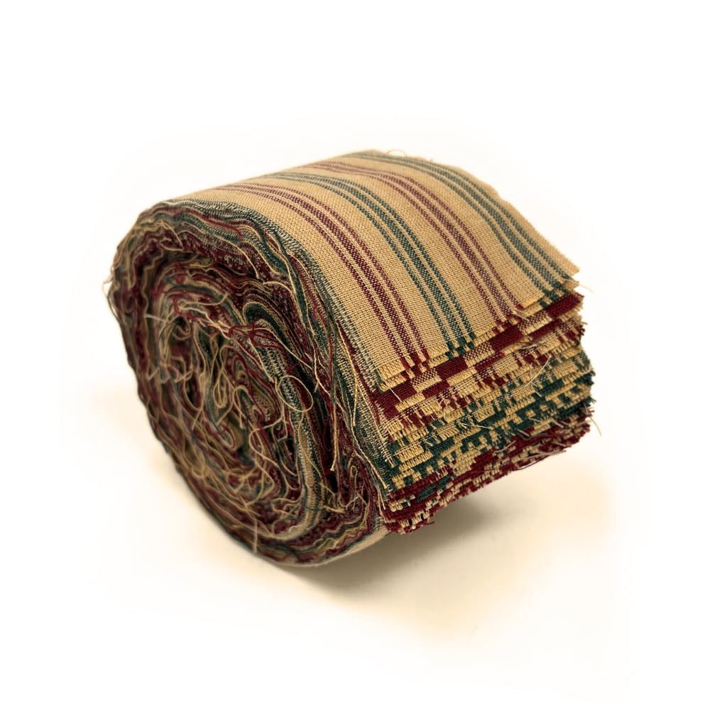 Vintage Christmas Homespun Cotton Red Green Fabric 22 pc 2.5" X 44" Precut Roll (Jelly Roll) by JCS