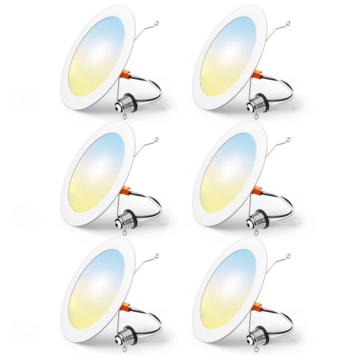 FREELICHT 6 Pack Retrofit LED Recessed Lighting 6 Inch, Selectable 2700K/3000K/4000K/5000K/6000K, Dimmable Flat LED Can Lights, 10W=110W, 1000LM, IC & Damp Rated, ETL & FCC, White