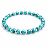 Sheplus 925 Sterling Silver Genuine Turquoise Rosary Beaded Bracelet,Minimalist Real Southwestern Stretch Summer Jewelry for Women Ladies Wife Wife Girlfriend Sister