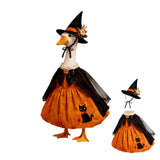 Covvoliy Old Lady Porch Goose Outfits Grandma Goose Clothes Glasses Curly Wig Floral Print Dress Cardign and Pearl Necklace,23'' Geese Statue Outdoor Patio Yard Lawn Decoration (Black)