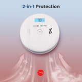 SHYEEH Smoke and Carbon Monoxide Detectors, Combination Smoke Alarm and Carbon Monoxide Detector Battery Powered, CO Detector Alarm with Sensitive Sensor, Sound Warning and LCD Display, ‎CDR-803