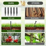 16 inches Ground Rebar Stakes (16 pcs) Heavy Duty Metal Spikes for Concrete Timber Garden Plant, Long Straight Steel Stakes for Tent, 3/8" Thickness Ground Anchors with Chisel Point End, Black