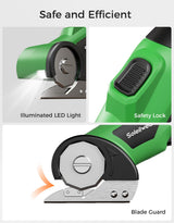 Cardboard Cutter, Rechargeable Cordless Electric Scissors, 4V Upgrade Motor Electric Box Cutter with 2 Blades, Safety Lock & LED Light, Powerful Cutting for Cardboard Box, Plastic, Leather