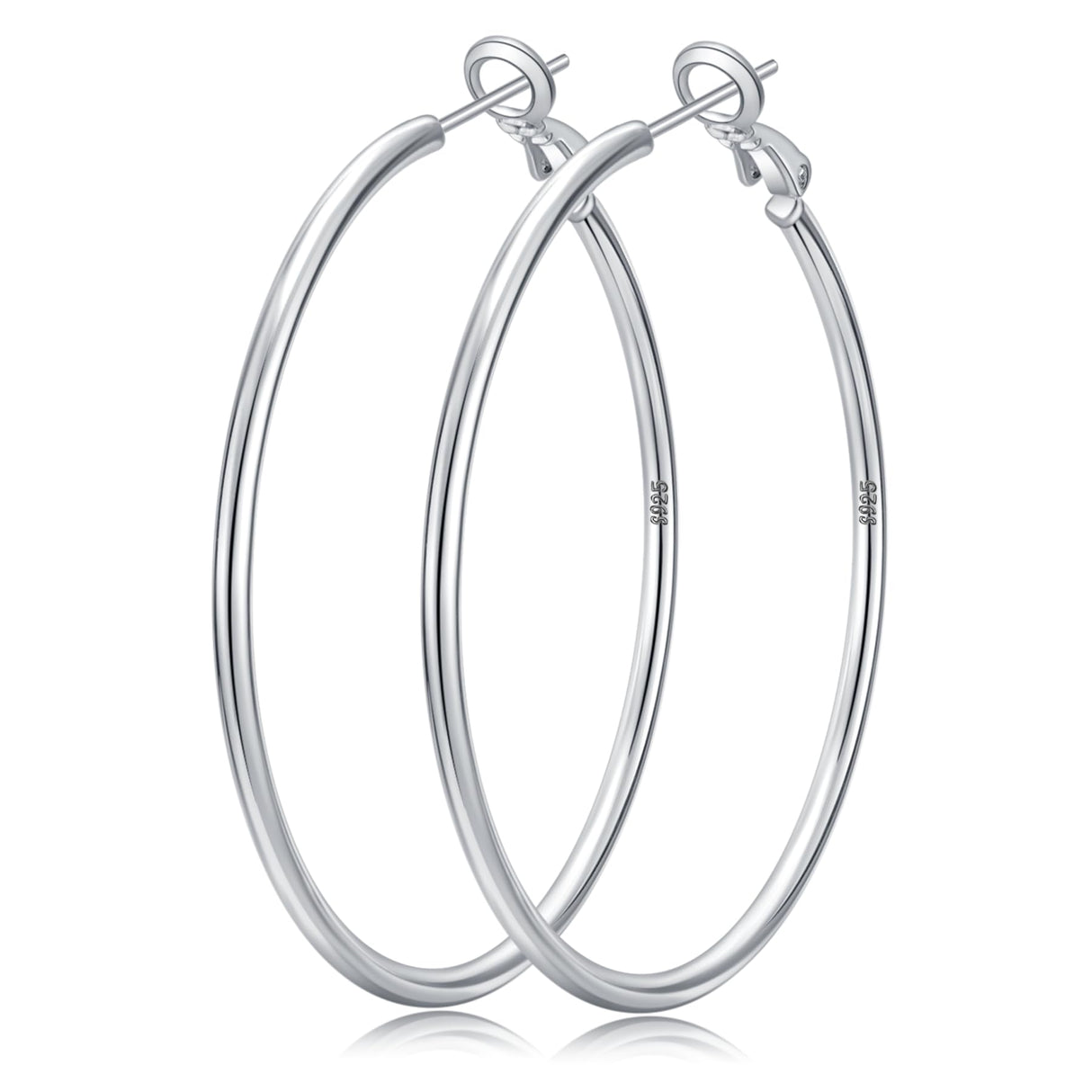 Senteria 925 Sterling Silver Hoop Earrings for Women Lightweight Thin 50MM