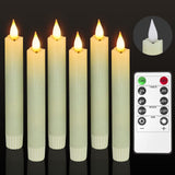 PChero Flameless Flickering Taper Candles with Remote Timer and Dimmer, 6.4 Inch Real Wax Ivory LED Candlesticks Battery Operated for Halloween Christmas Home Wedding Decor