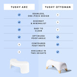 TUSHY Ottoman: Squatting Toilet Stool | Squatting Position Helps Improve Bowel Health, Reduce Strain & Relieve Constipation | 9" Tall, White