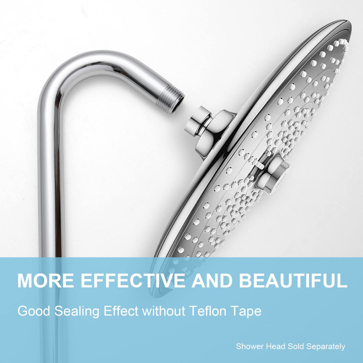OFFO Shower Head Extension Arm 12 in, S Shaped Shower Arm with Flange High Rise Goose Neck Shower Arm Extension Chrome Finish