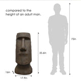 FlowLuxe 35.6" H Moai-Inspired Statue - Easter Island Head Sculpture for Indoor & Outdoor - Iconic Moai Design Statue for Garden Yard Patio Lawn Porch Decor