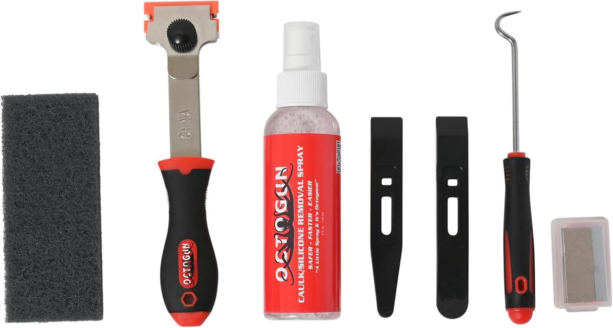 Newborn Octogun Complete Caulking Bundle | Pro Drip-Free Caulk Gun, Universal Silicone Sealant, 8-Piece Smoothing Tool Kit, and Caulk Removal Set | All-in-One Home Repair & Sealing Pack