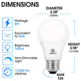 Energetic 24-Pack A19 LED Light Bulb, 60 Watt Equivalent, Daylight 5000K, E26 Medium Base, Non-Dimmable LED Light Bulb, ETL Listed