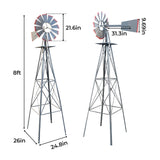 Outvita 8FT Gray Metal Ornamental Windmill Weather Vane