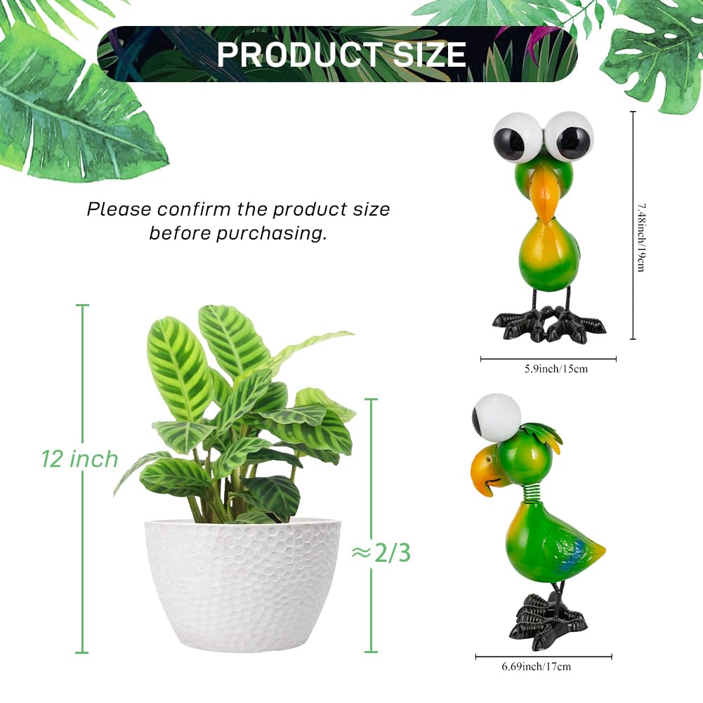STANKGARDEN Metal Parrot Garden Statues Outdoor Decor, Green Funny Bird Outdoor Sculptures Yard Art Decoration for Home Patio Lawn Backyard, Gift for Women Lovers Moms