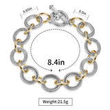 Mytys Link Bracelet for Women 2 tone Circles Chain Wire Cable Bangle Designer Inspired Bracelets Style 6