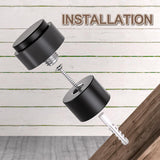 SANATO Black Cylindrical Floor Mounted Stainless Steel 304 Door Stop Door Stopper with Black Rubber, 4 Pack