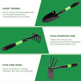 Zenrok Gardening Tool, 3 Pack Lightweight Heavy Duty Spade Shovel, Garden Tools and Hand Rake with Soft Rubber Non-Slip Handle, for Gardenging Planting Weeding Digging, Green ﻿