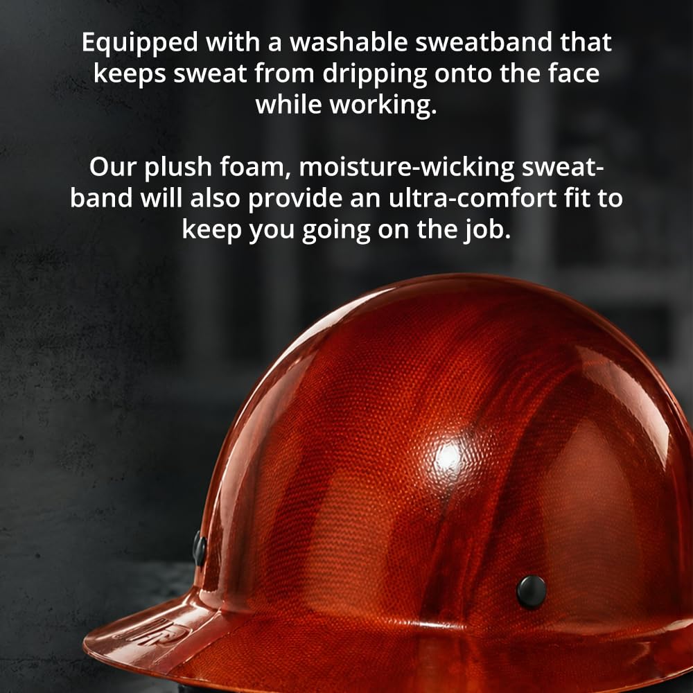 AFP Fiber Full Brim Hard Hat | 6 Point Ratchet Suspension | OSHA & ANSI Rated | Hard Hats for Men | Premium Construction Helmets for Safety