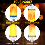 Halloween Decorations Upgraded LED Flame Light Bulbs, 4 Modes Fire Flame Bulb, E26 Base Flickering Light Bulbs, Christmas Decorations Outdoor Indoor Patio Home Decor (Yellow, 2 Pack)